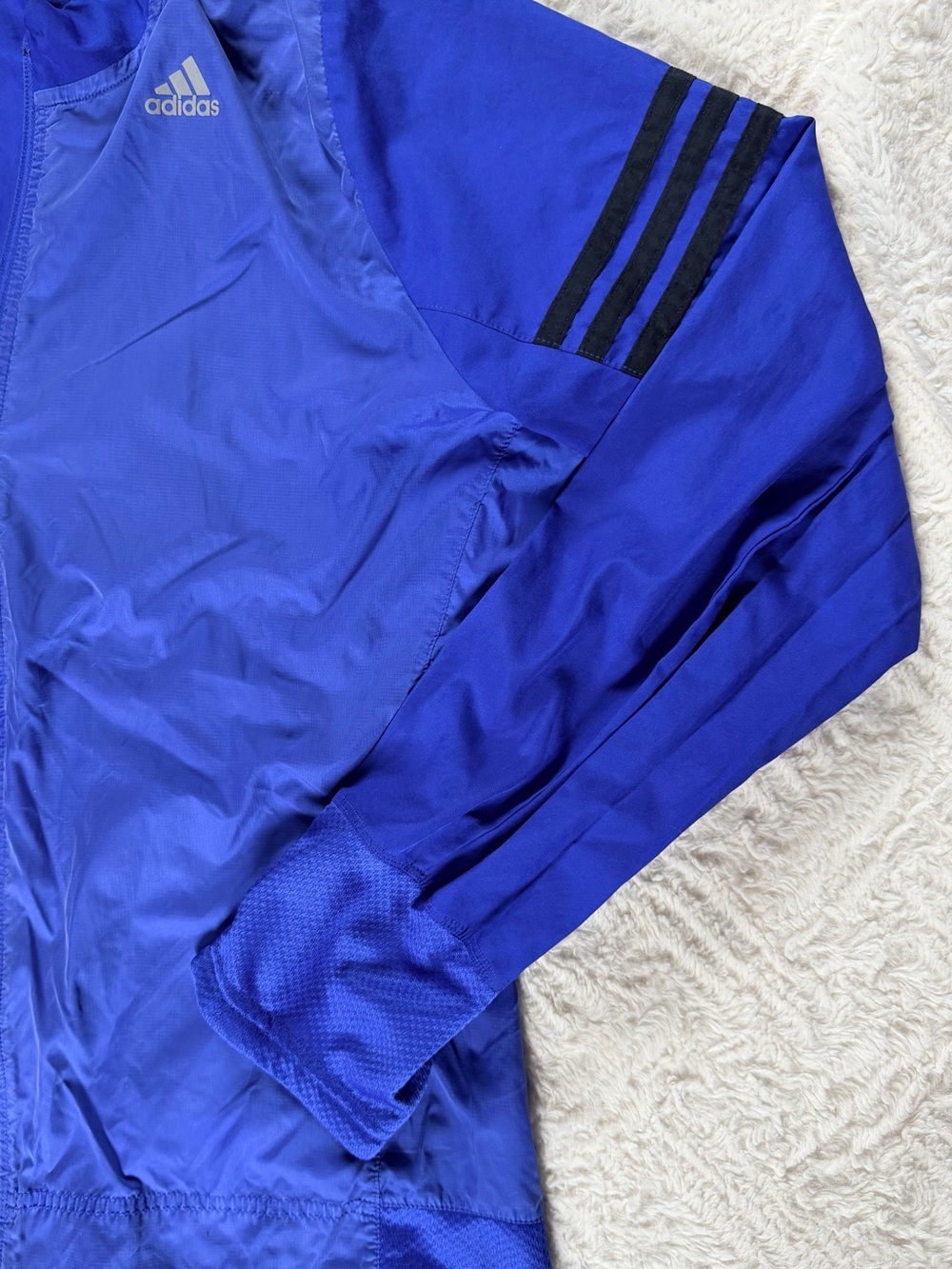 Adidas Response Windbreaker Full-Zip Running - Blue/Black- Kid Size L 16/18 - Picture 4 of 6